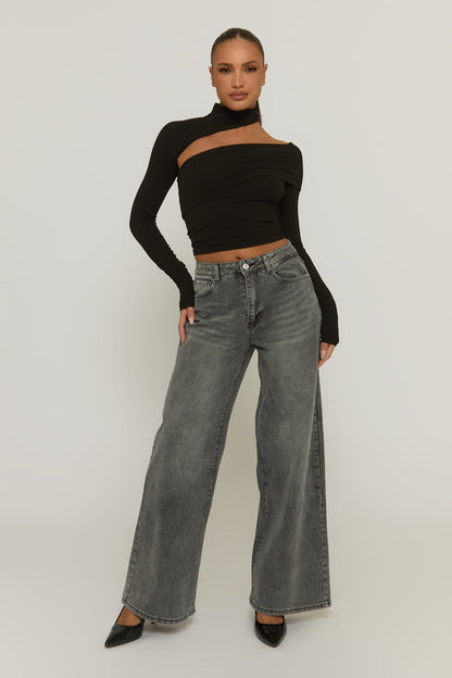 Black Cut Out Fitted Top - Varya