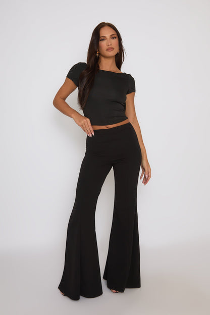 Black Drape Open Back Top - Nicola