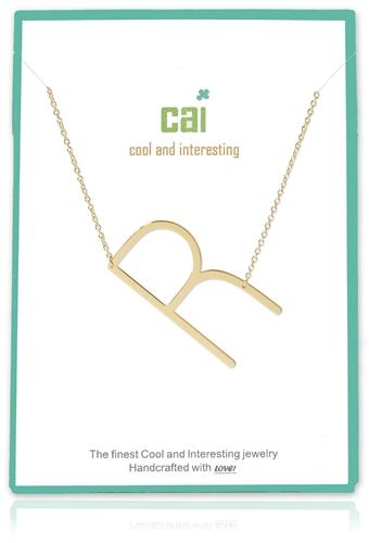 Gold Large Initial Necklace
