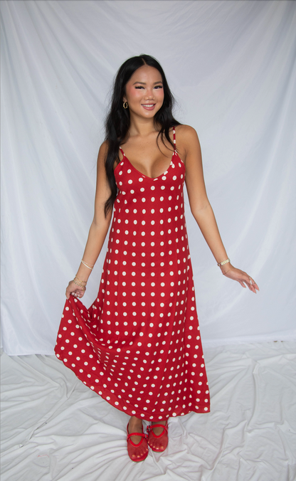 all we do polka dot maxi dress