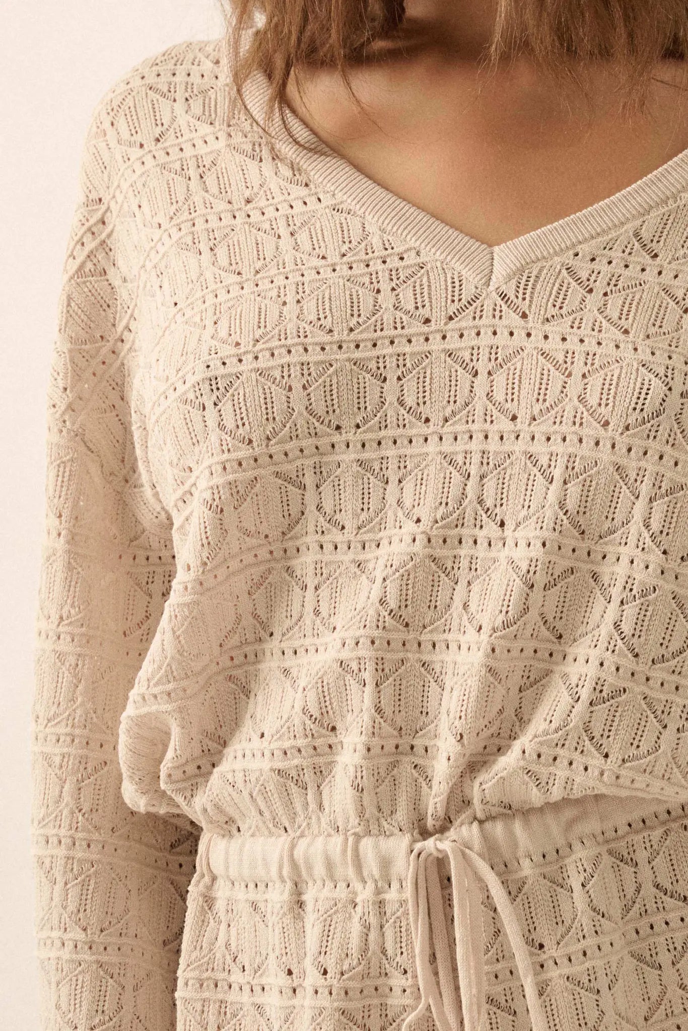 No Worries Pointelle Crochet-Knit Mini Dress