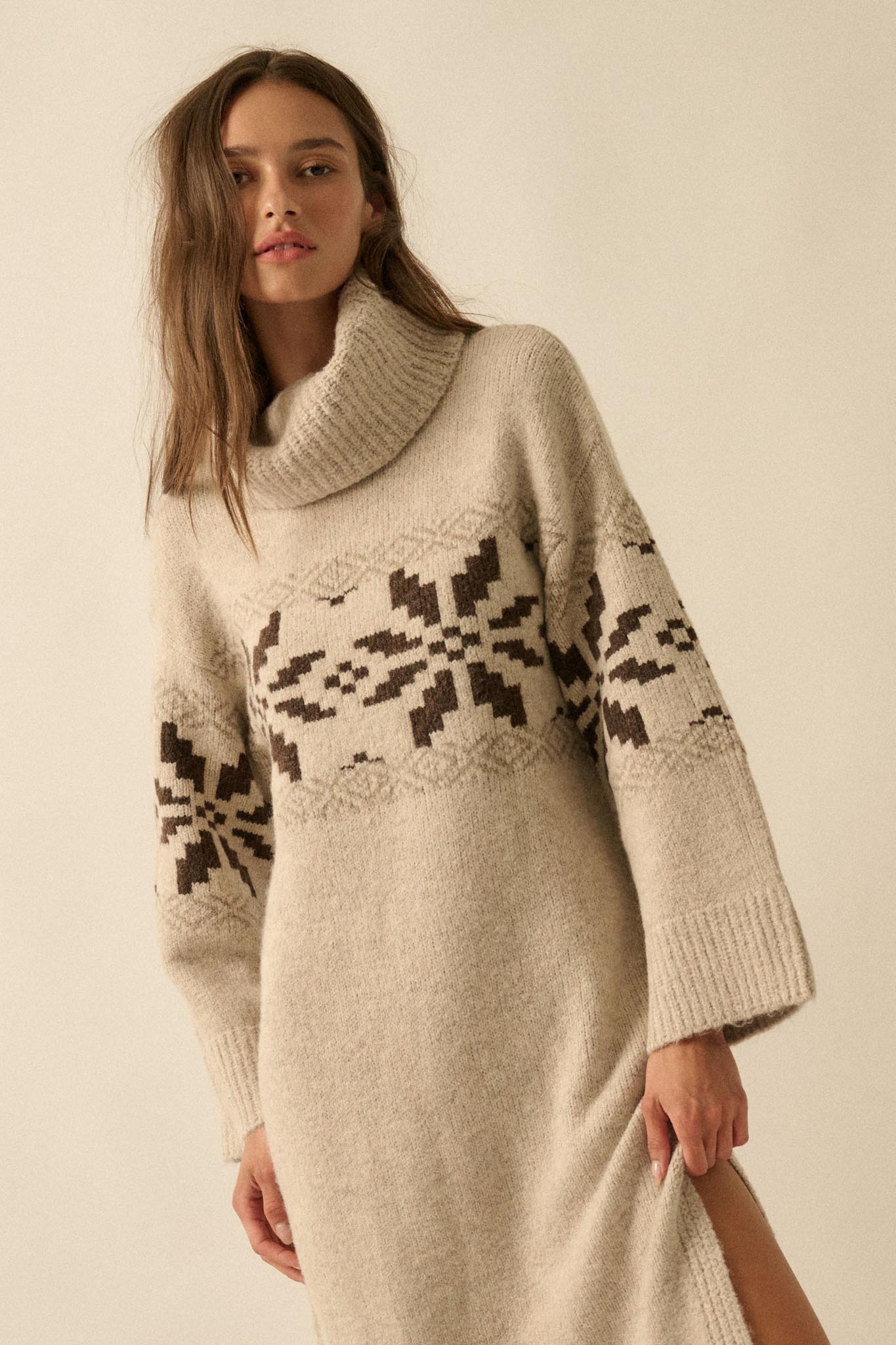 Mountain High Alpine-Knit Midi Sweater Dress