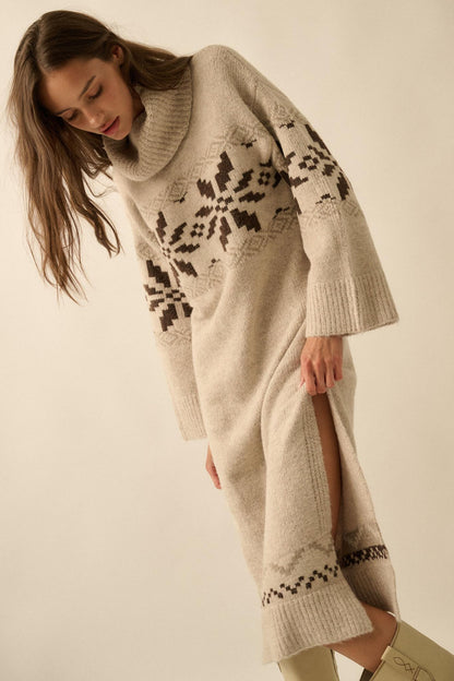 Mountain High Alpine-Knit Midi Sweater Dress