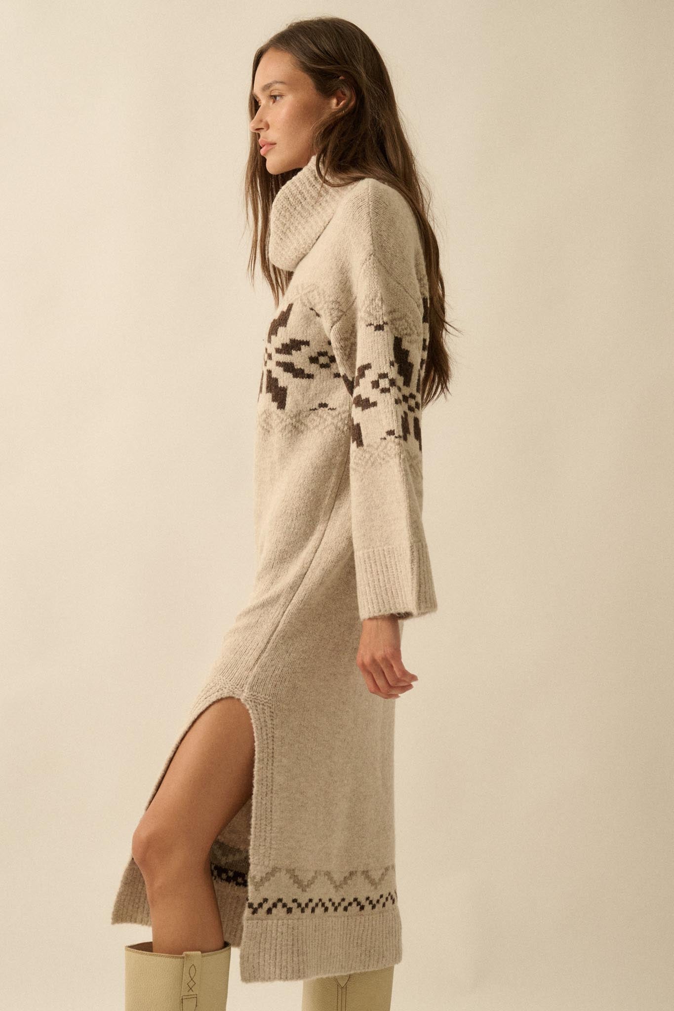 Mountain High Alpine-Knit Midi Sweater Dress