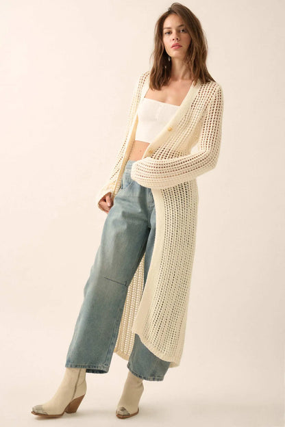 Beautiful Truth Crochet Knit Duster Cardigan