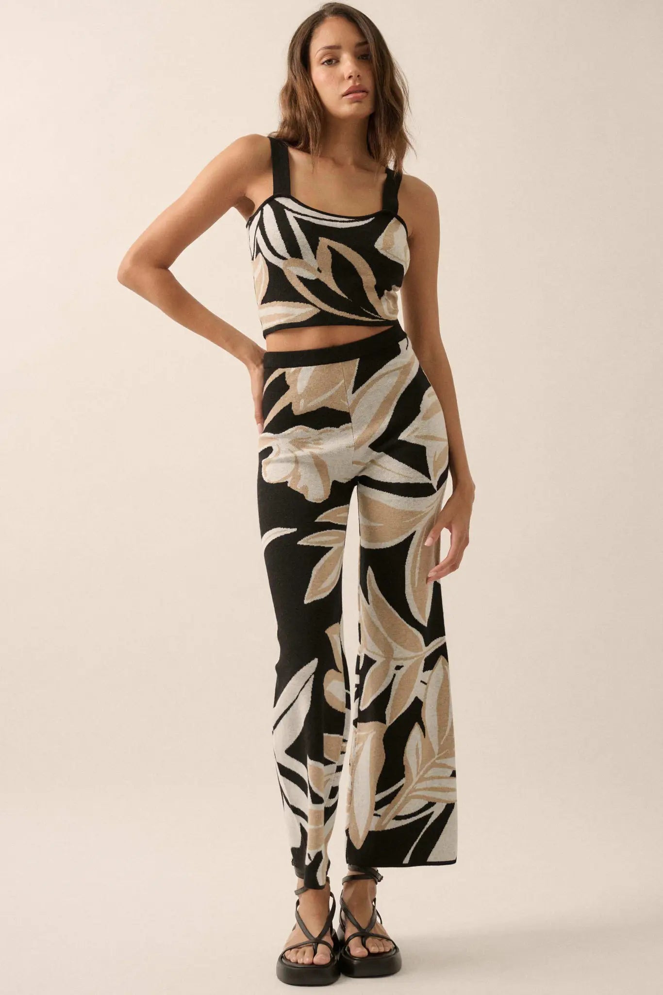 Jungle Vibes Tropical Jacquard Knit Pants