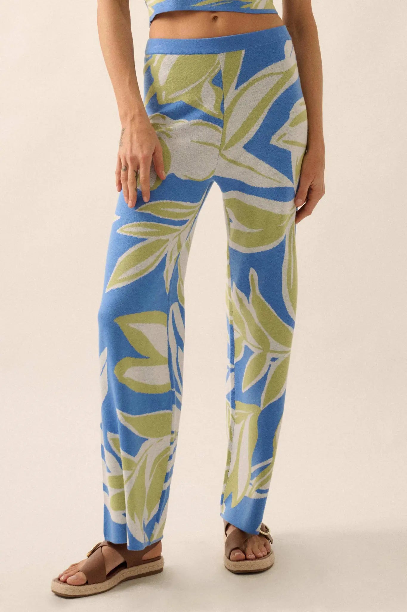 Jungle Vibes Tropical Jacquard Knit Pants