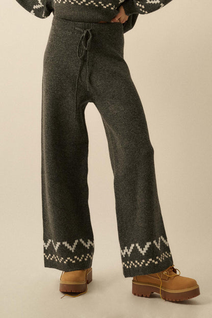Winter Ridge Alpine Knit Wide-Leg Sweater Pants