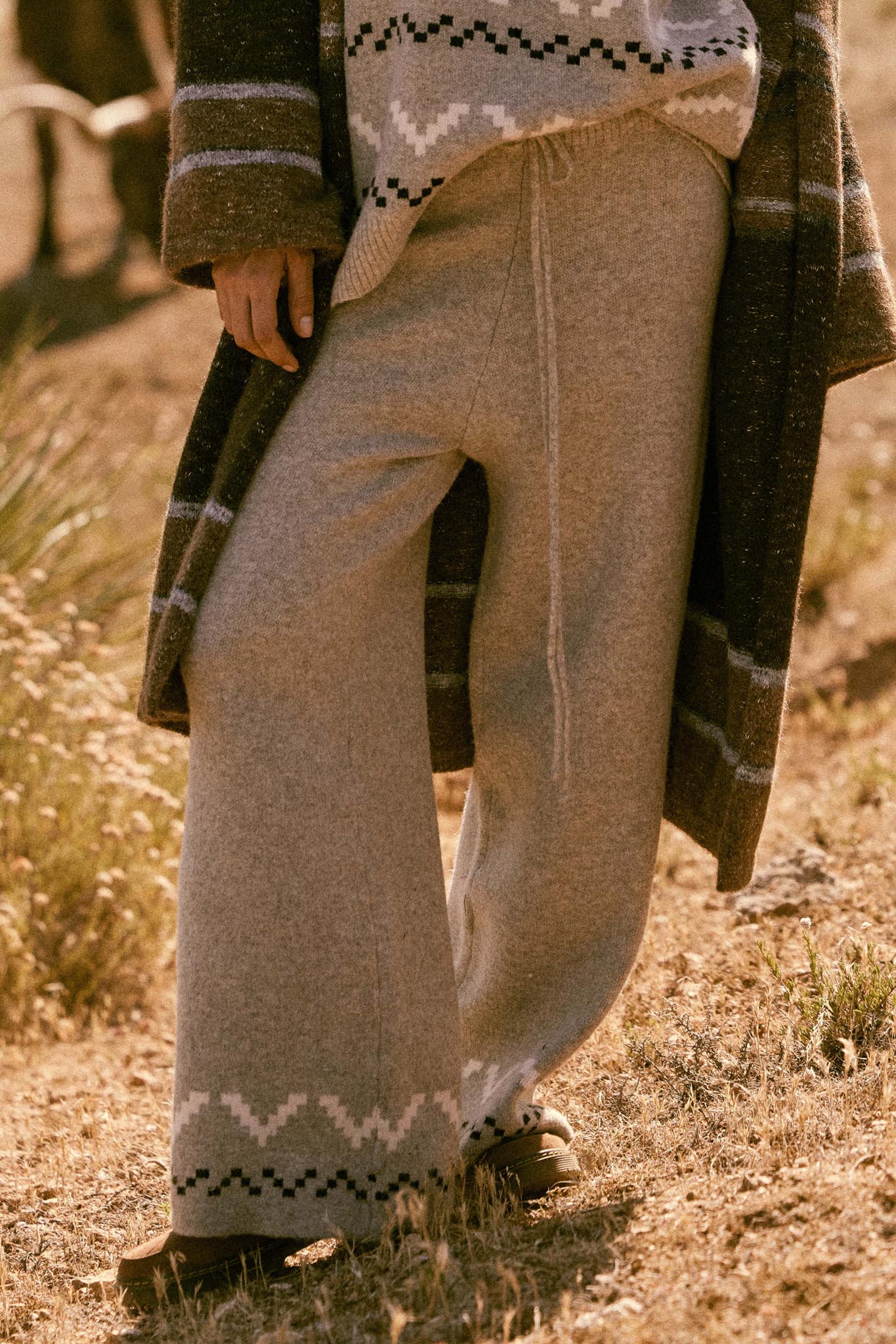 Winter Ridge Alpine Knit Wide-Leg Sweater Pants