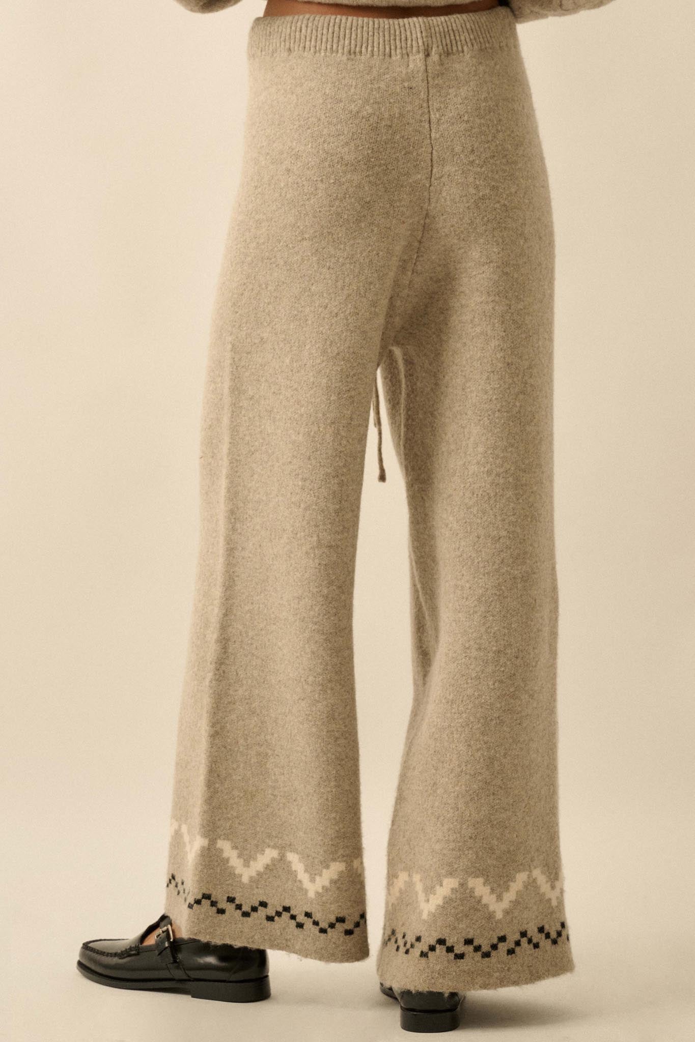 Winter Ridge Alpine Knit Wide-Leg Sweater Pants