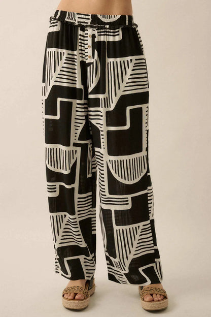 Perfect Shape Geo-Print Wide-Leg Pants