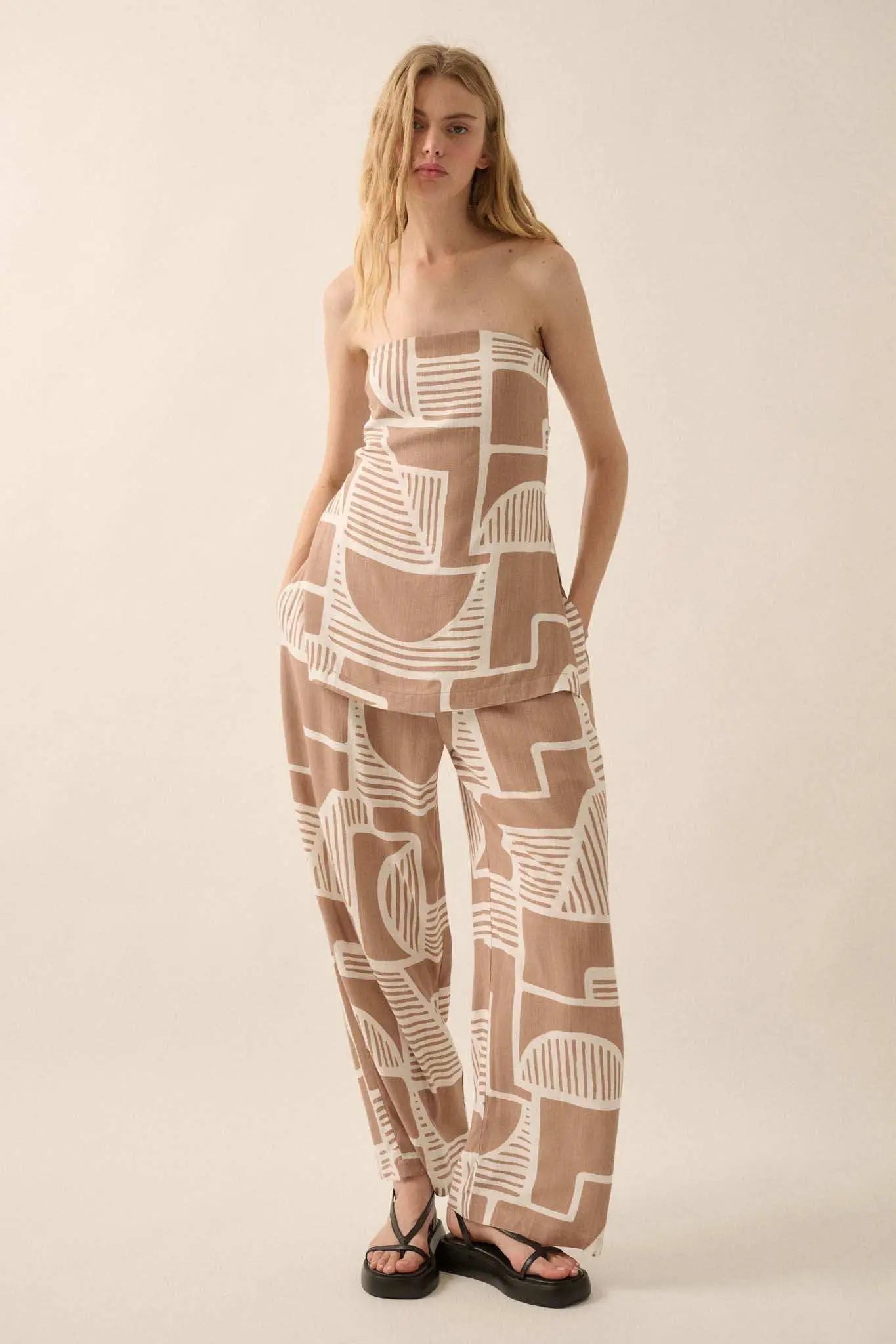Perfect Shape Geo-Print Wide-Leg Pants