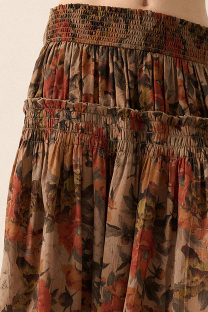 Blossoms Twirl Smocked Floral Maxi Skirt