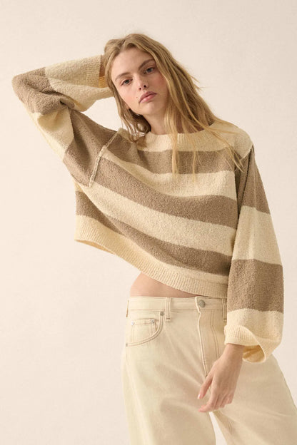Straight Talk Striped Knit Cropped Sweater