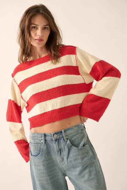 Straight Talk Striped Knit Cropped Sweater