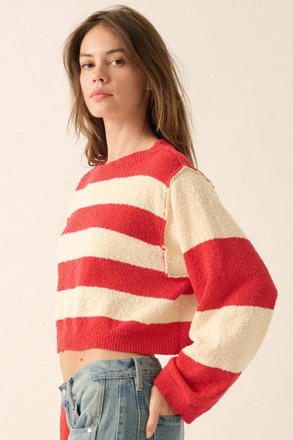 Straight Talk Striped Knit Cropped Sweater