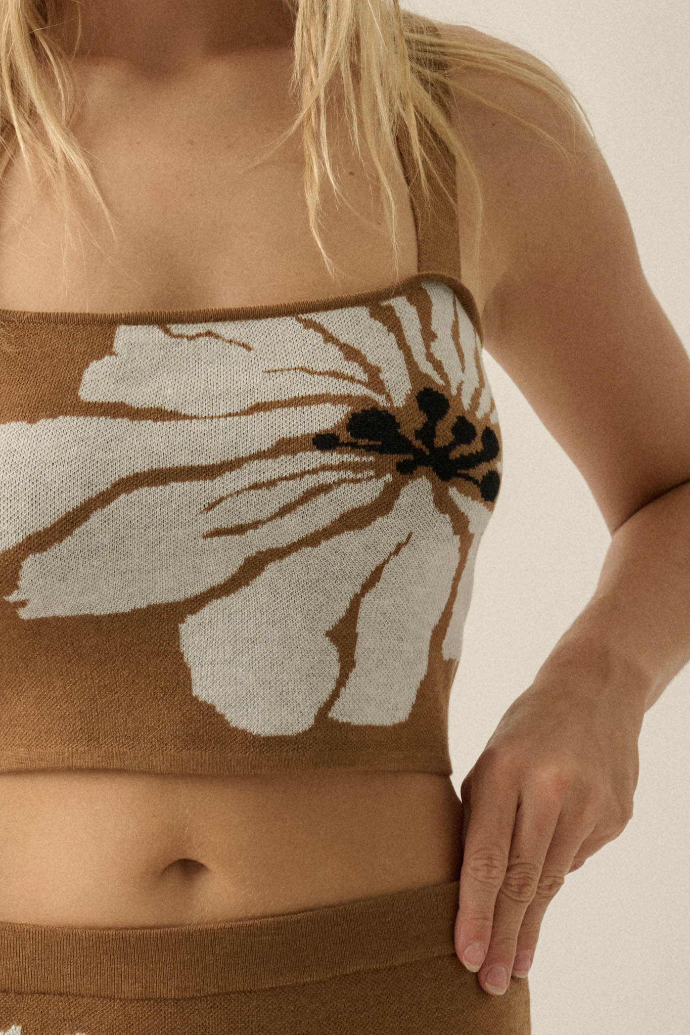 Wild Hibiscus Floral Jacquard-Knit Tank Top