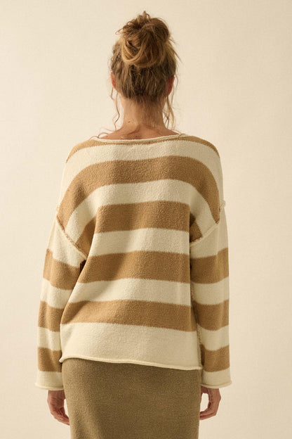 Promise the Label Striped Rolled-Edge Sweater