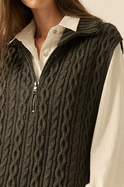 Twist of Fate Cable Knit Oversize Sweater Vest
