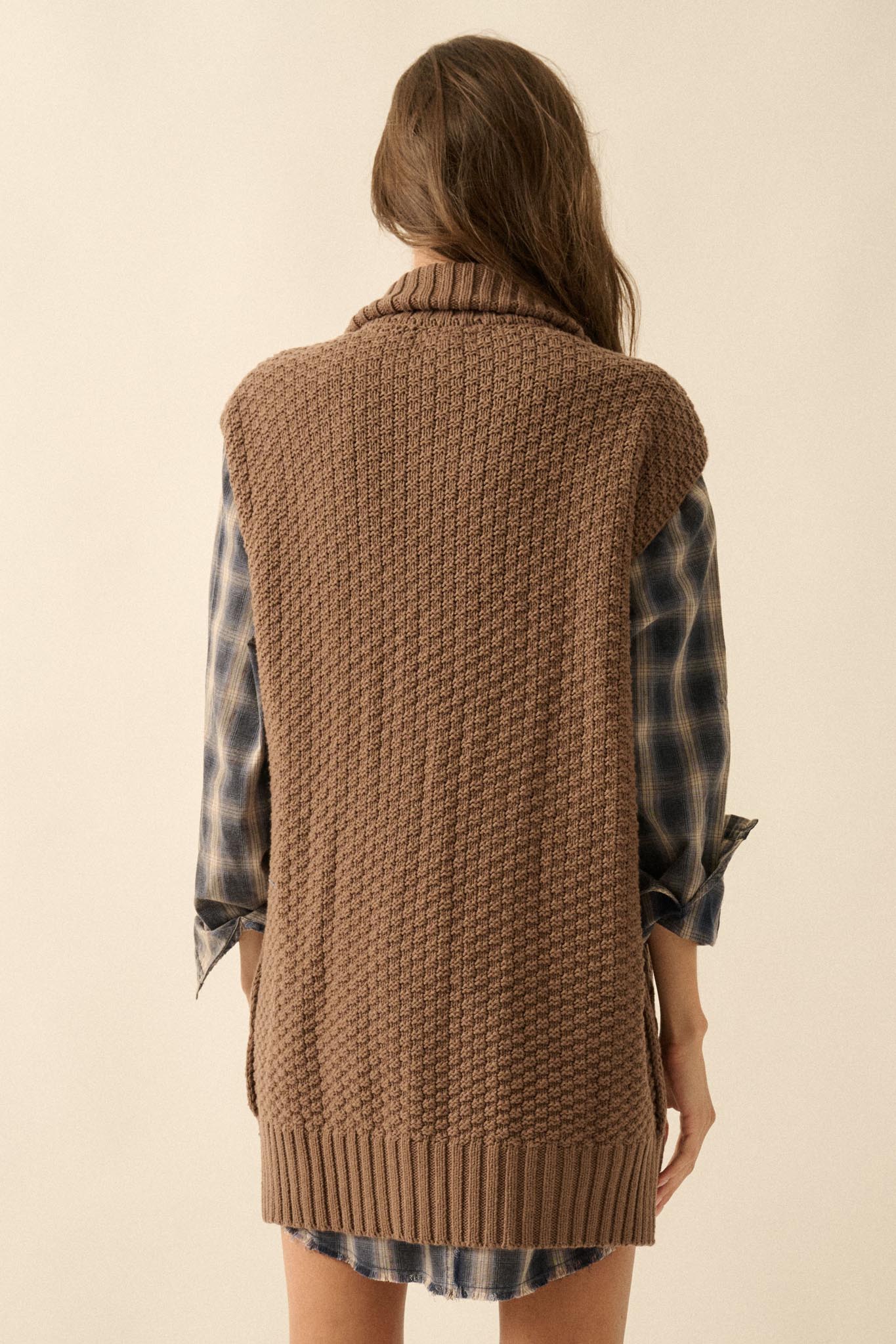 Twist of Fate Cable Knit Oversize Sweater Vest