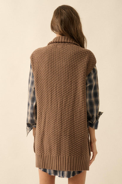 Twist of Fate Cable Knit Oversize Sweater Vest