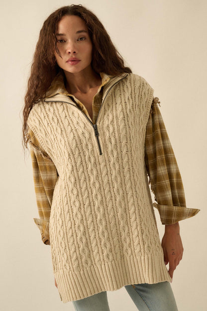 Twist of Fate Cable Knit Oversize Sweater Vest