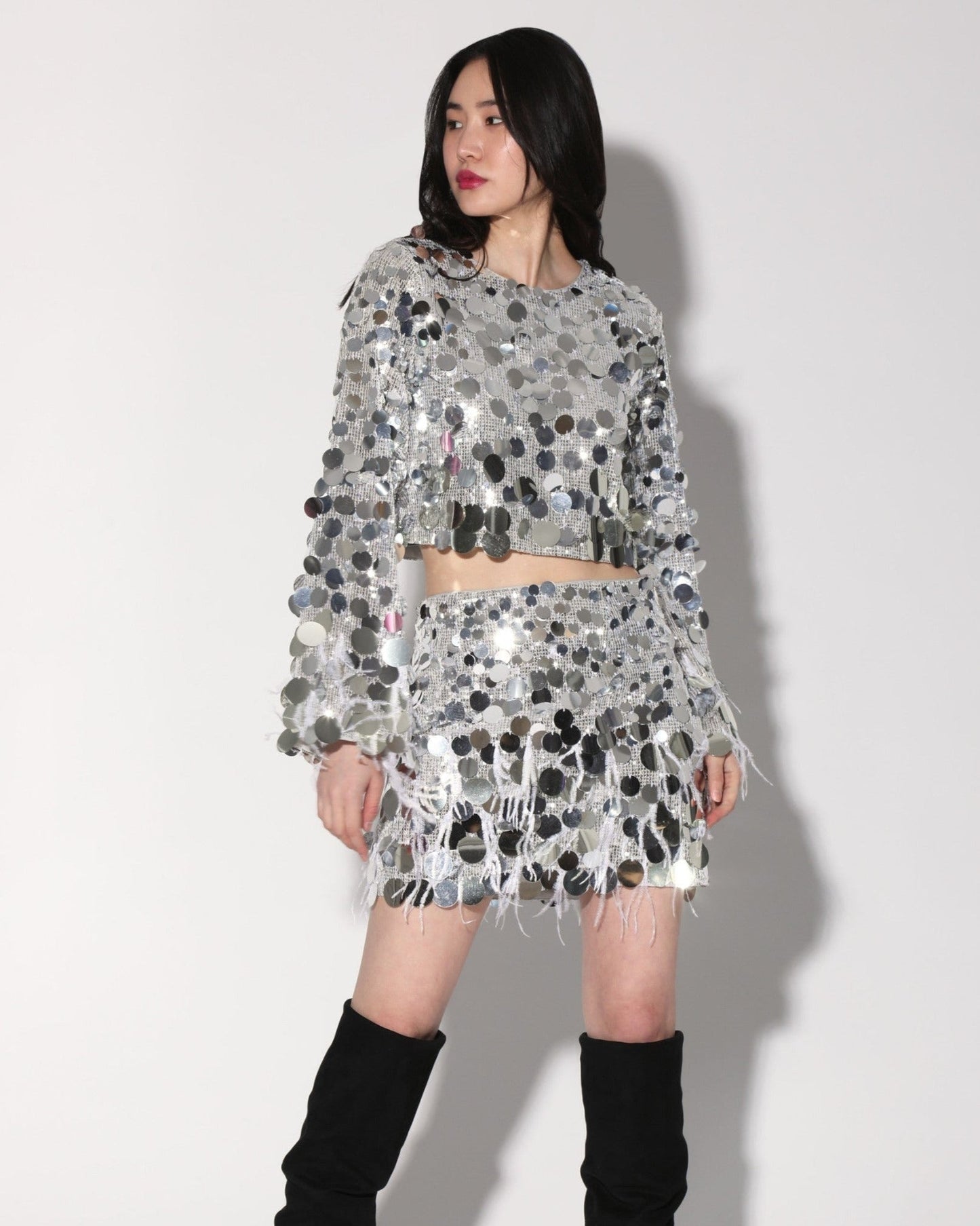 Darcy Skirt, Silver Starlet Sequin