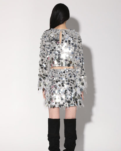 Darcy Skirt, Silver Starlet Sequin