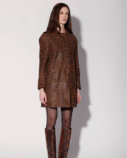 Candice Coat, Leopard Suede - Leather