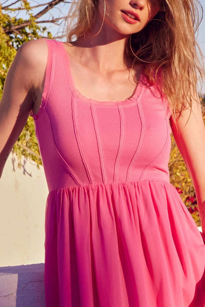 Perfect Afternoon Chiffon and Rib-Knit Maxi Dress