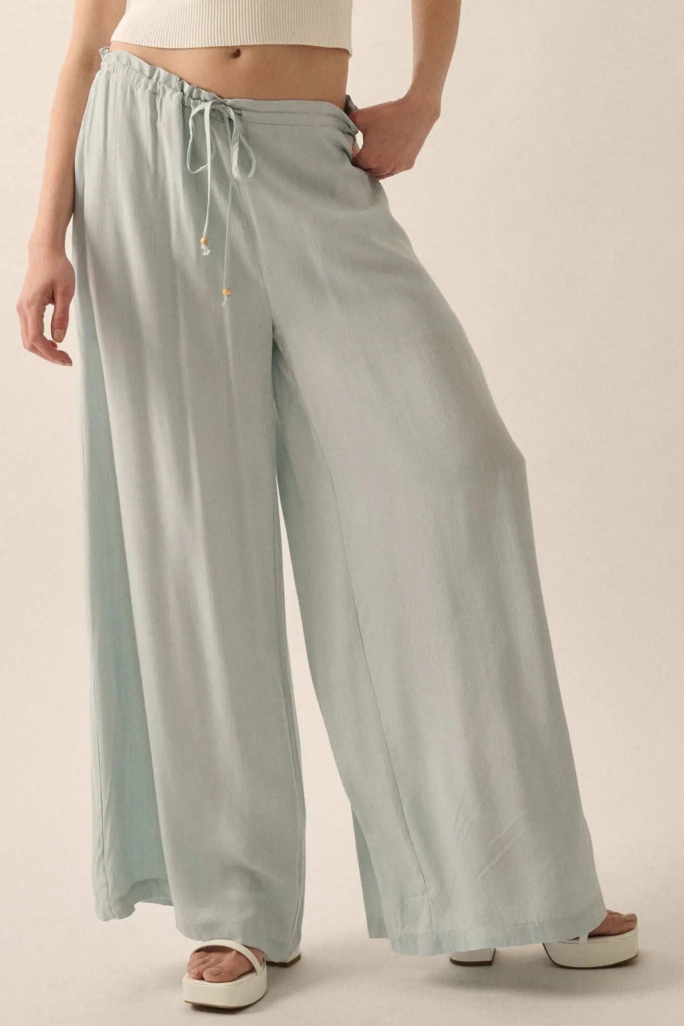 Walk on By Wide-Leg Drawstring Palazzo Pants