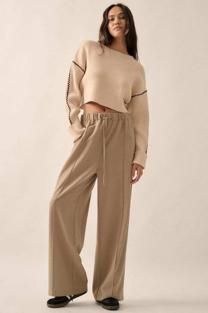 Step Above Twill Wide-Leg Drawstring Pants