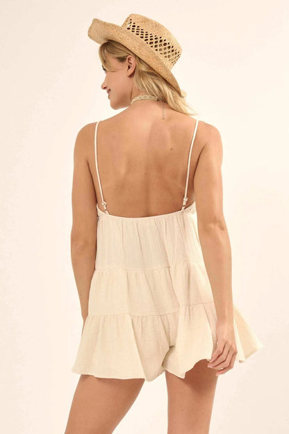 Seaside Serenade Crinkle Cotton Tiered Romper