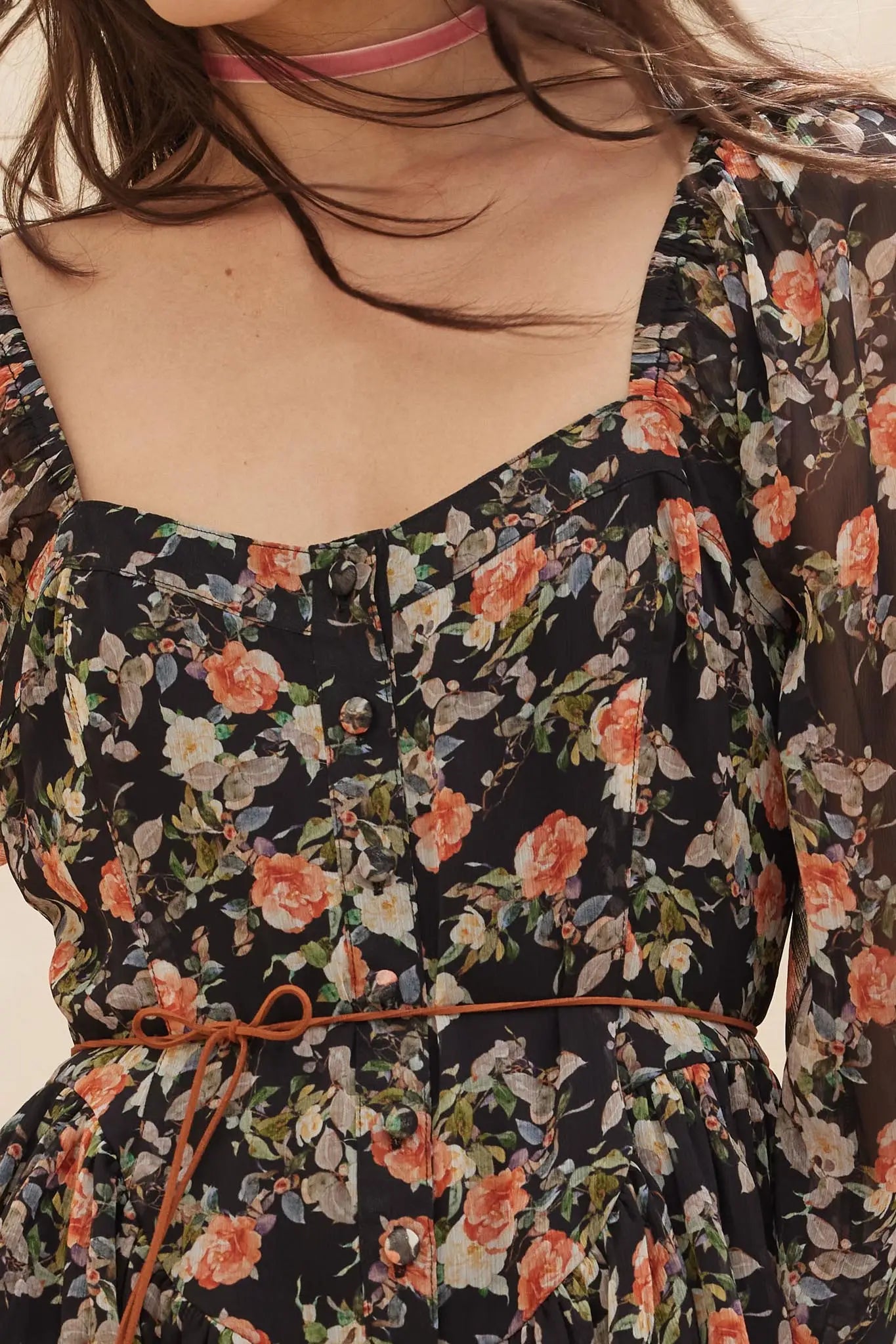 Graceful Garden Floral Chiffon Tiered Romper Dress
