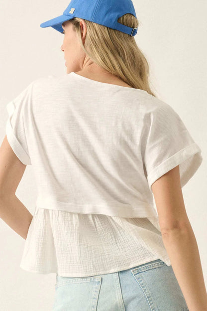 Open Air Cotton Pocket Henley Babydoll Top