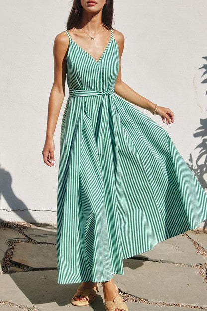 Nautical Striped Midi Dress