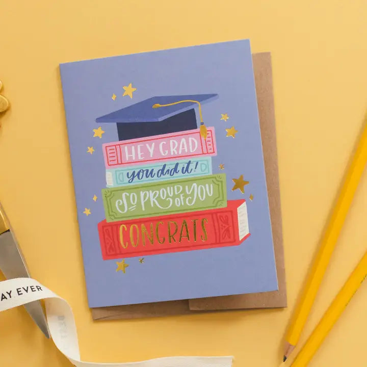 Grad Book Stack Card