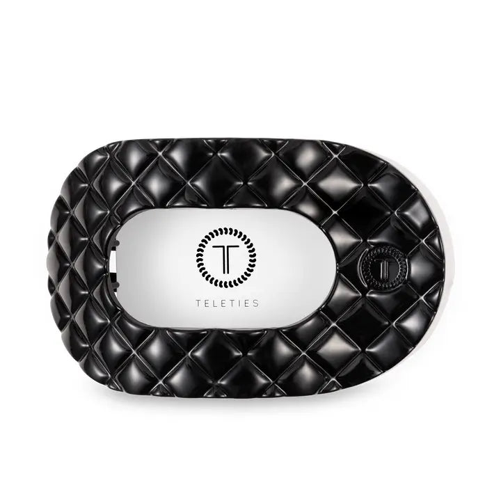 Large Flat Round Hair Clip (Jet Black Quilted)