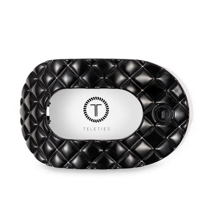 Large Flat Round Hair Clip (Jet Black Quilted)