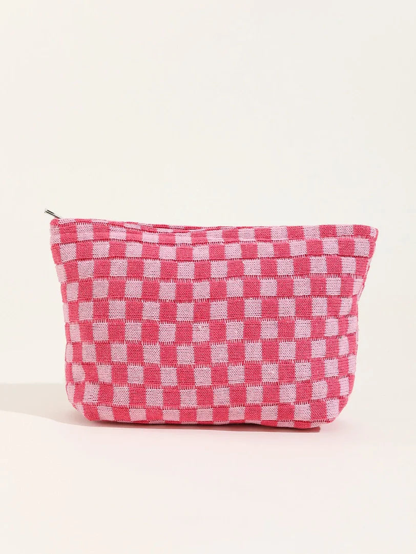 Large Checkered Makeup Bag