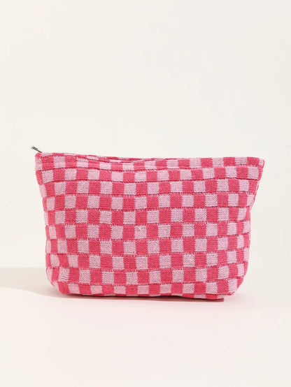 Large Checkered Makeup Bag
