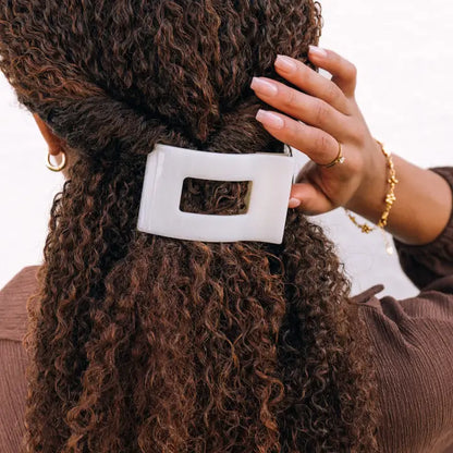 Medium Flat Rectangle Hair Clip (Coconut White)