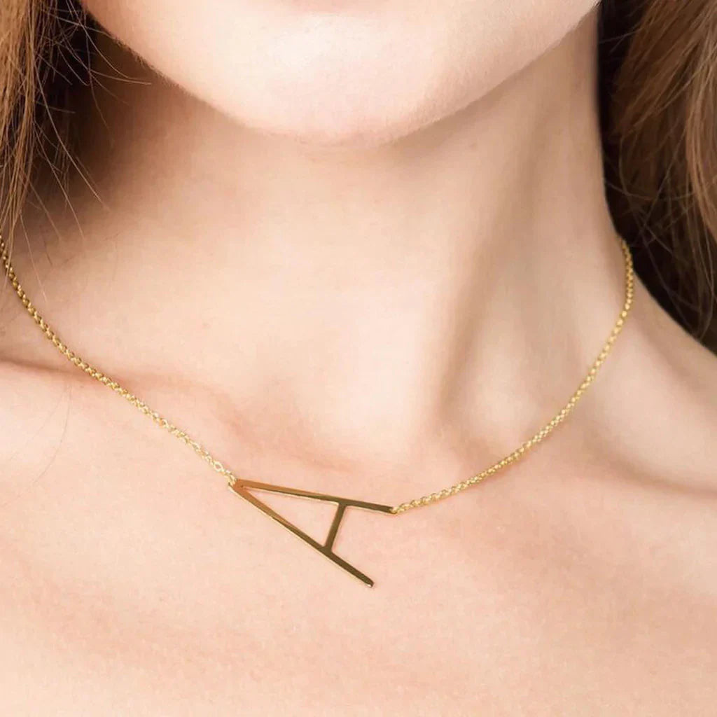 Gold Medium Initial Necklace