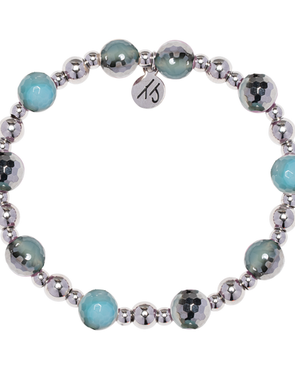 Day by Day Collection- Blue Silver Agate Gemstone Bracelet