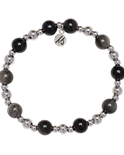Day by Day Collection- Silver Obsidian Gemstone Bracelet