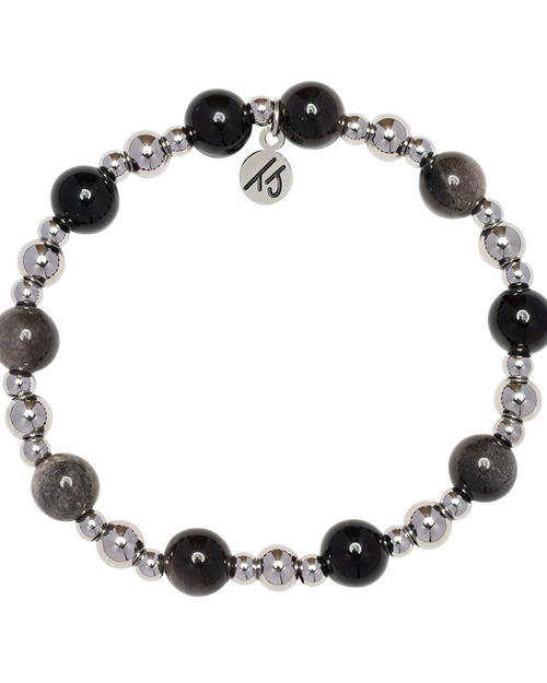 Day by Day Collection- Silver Obsidian Gemstone Bracelet