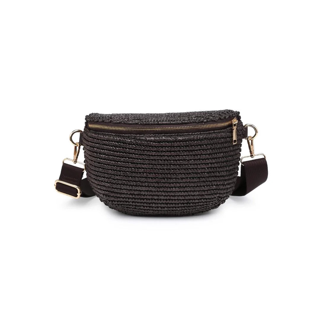 Gizelle Large Woven Belt Bag (Brown)