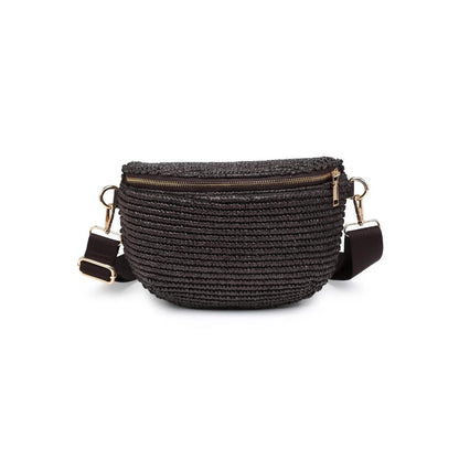 Gizelle Large Woven Belt Bag (Brown)