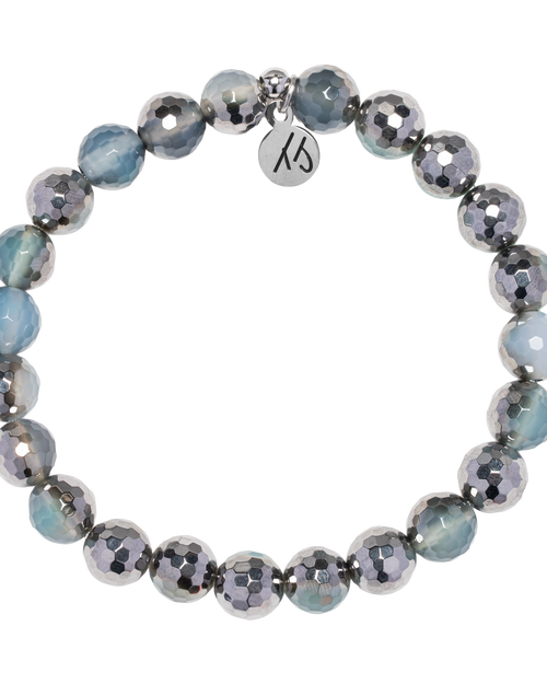 Defining Bracelet- Balance Bracelet with Blue Silver Agate Gemstones