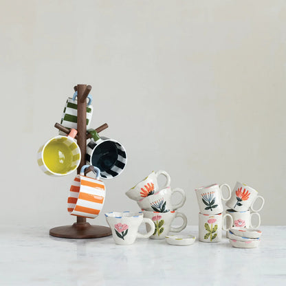 Hand-Painted Stoneware Striped Mug